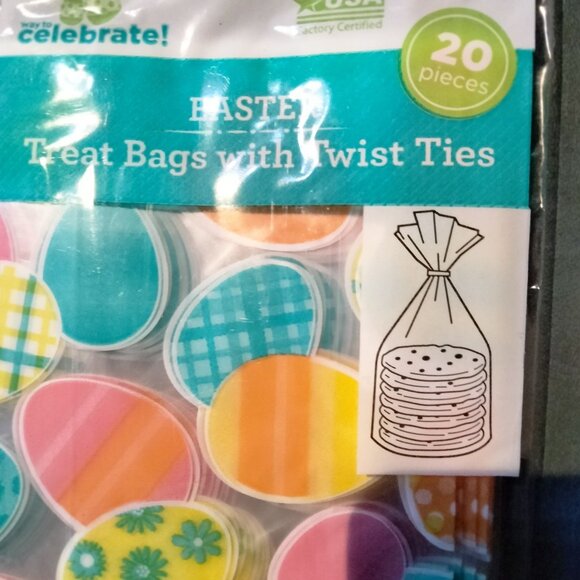 Way to Celebrate Easter Egg Treat Bags 20 Twist Ties Cookie Lot 2 - Picture 6 of 9